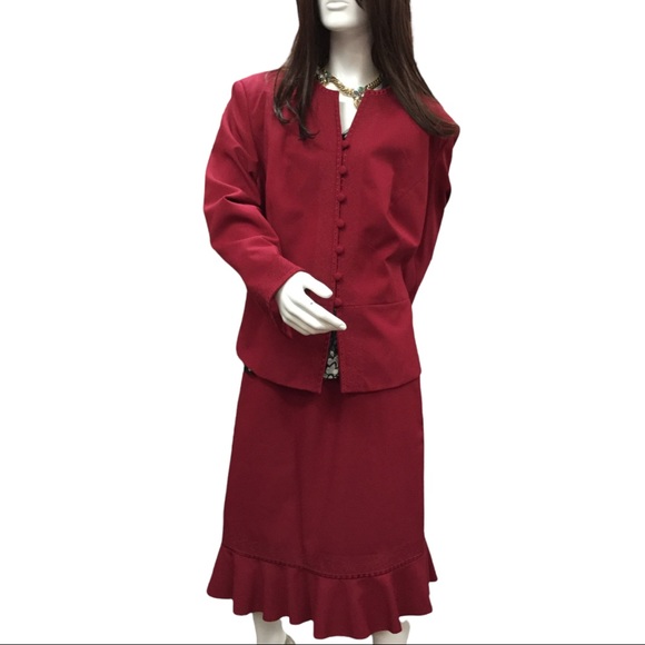 EMILY Gorgeous 2 Pieces Skirt & Matching Jacket Embellished Trim Skirt Size 22W - Picture 5 of 13